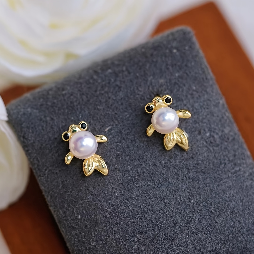 Cute Goldfish Freshwater Pearl Earrings, Gift Box Pack